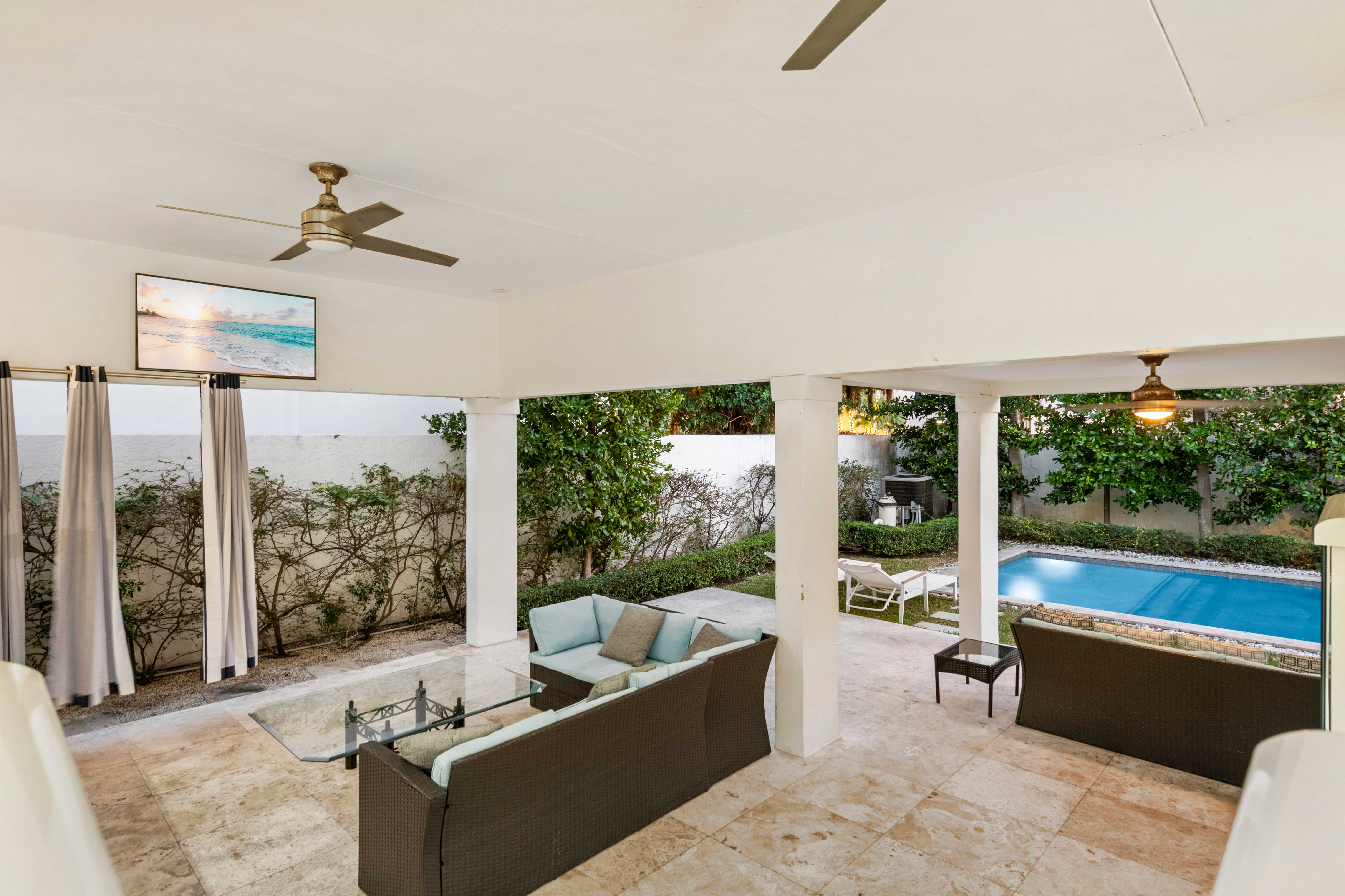 Living room of a mansion rental miami