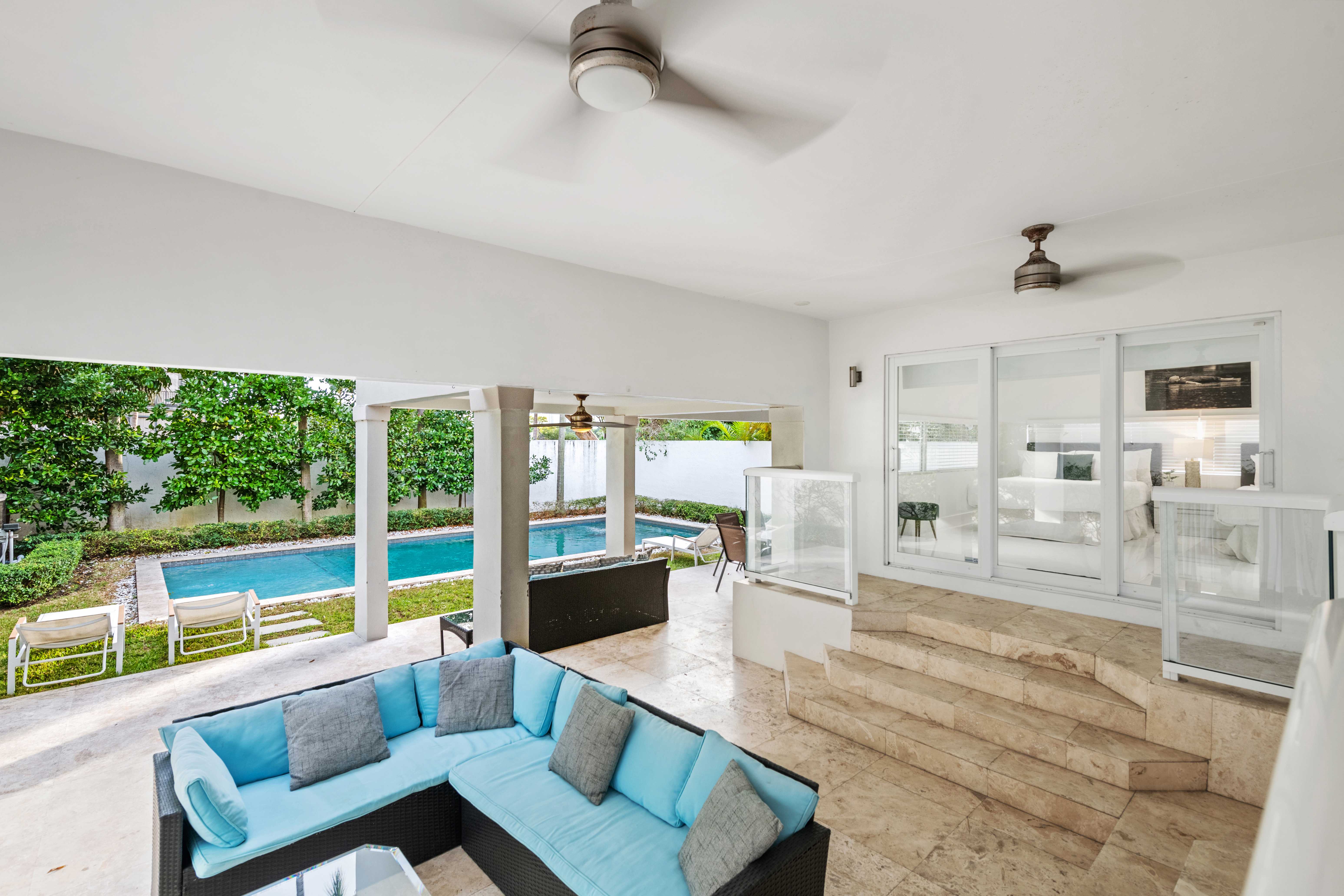 Living room of a mansion rental miami