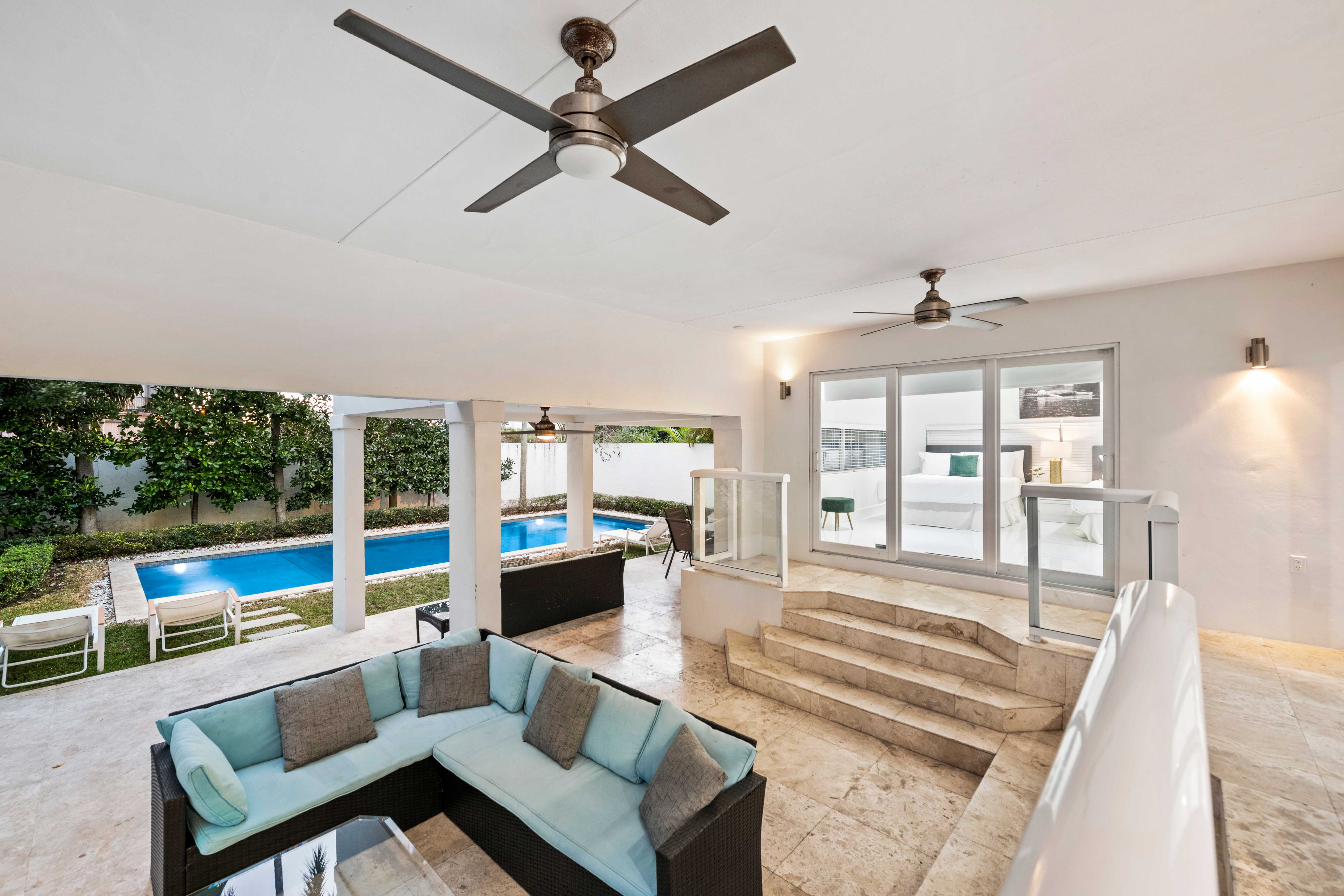 Living room of a mansion rental miami